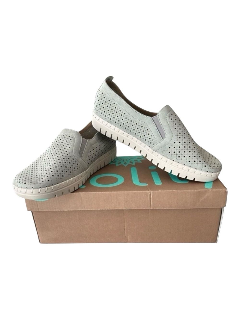 Glolily Elle Perf Gray Perforated Slip On Comfort Flats Loafers Women’s 7.5